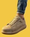 Shoecide Bağcıklı Rahat Yüksek Taban Camel Süet Erkek Günlük Ayakkabı 044