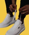 Shoecide Bağcıklı Rahat Yüksek Taban Delikli Desen Beyaz Erkek Günlük Ayakkabı 042