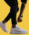 Shoecide Bağcıklı Rahat Yüksek Taban Delikli Desen Beyaz Erkek Günlük Ayakkabı 042