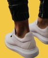 Shoecide Bağcıklı Rahat Yüksek Taban Delikli Desen Beyaz Erkek Günlük Ayakkabı 042