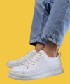 Shoecide Bağcıklı Rahat Yüksek Taban Erkek Beyaz Sneakers Ayakkabı 010