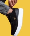 Shoecide Bağcıklı Rahat Yüksek Taban Günlük Siyah Erkek Süet Ayakkabı 040 (beyaz Taban)