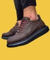 Shoecide Bağcıklı Rahat Yüksek Taban Kahverengi Erkek Günlük Ayakkabı 040 (siyah Taban)