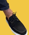 Shoecide Bağcıklı Rahat Yüksek Taban Mevsimlik Siyah Erkek Süet Ayakkabı 009 (beyaz Taban)