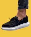 Shoecide Bağcıklı Rahat Yüksek Taban Mevsimlik Siyah Erkek Süet Ayakkabı 009 (beyaz Taban)