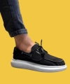Shoecide Bağcıklı Rahat Yüksek Taban Mevsimlik Siyah Erkek Süet Ayakkabı 009 (beyaz Taban)