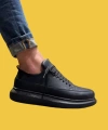 Shoecide Bağcıklı Rahat Yüksek Taban Siyah Erkek Günlük Ayakkabı 814 (siyah Taban)