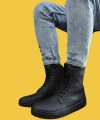 Shoecide Bağcıklı Rahat Yüksek Taban Siyah Erkek Spor Bot 022 (siyah Taban)
