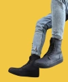 Shoecide Bağcıklı Rahat Yüksek Taban Siyah Erkek Spor Bot 022 (siyah Taban)