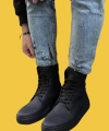 Shoecide Bağcıklı Rahat Yüksek Taban Siyah Erkek Spor Bot 022 (siyah Taban)