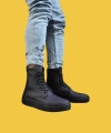 Shoecide Bağcıklı Rahat Yüksek Taban Siyah Erkek Spor Bot 022 (siyah Taban)