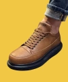 Shoecide Bağcıklı Rahat Yüksek Taban Taba Erkek Günlük Ayakkabı 814 (siyah Taban)