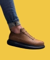 Shoecide Bağcıklı Rahat Yüksek Taban Taba Erkek Günlük Ayakkabı 814 (siyah Taban)