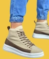 Shoecide Bağcıklı Rahat Yüksek Taban Vizon Süet Erkek Ayakkabı C-030