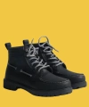Shoecide Bağcıklı Yüksek Taban Saraç Dikişli Siyah Erkek Loafer Bot B-020 (siyah Taban)