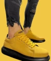 Shoecide Bağcıklı Yüksek Taban Sarı Erkek Günlük Ayakkabı 045 (siyah Taban)