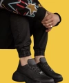 Shoecide Bağcıklı Yüksek Taban Siyah Erkek  Chunky Ayakkabı N75(siyah Taban)