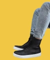 Shoecide Bağcıklı Yüksek Taban Siyah Erkek Spor Bot 022 (beyaz Taban)