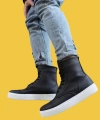 Shoecide Bağcıklı Yüksek Taban Siyah Erkek Spor Bot 022 (beyaz Taban)