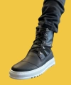 Shoecide Bağcıklı Yüksek Taban Siyah Erkek Spor Bot B12 (beyaz Taban)