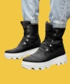 Shoecide Bağcıklı Yüksek Taban Siyah Erkek Spor Bot B14 (beyaz Taban)