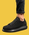 Shoecide Bağcıklı Yüksek Taban Siyah Süet Erkek Günlük Ayakkabı 044 (siyah Taban)