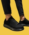 Shoecide Bağcıklı Yüksek Taban Siyah Süet Erkek Günlük Ayakkabı 044 (siyah Taban)