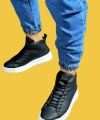 Shoecide Bağcıklı Yüksek Taban Siyak Erkek Spor Bot C-030  (beyaz Taban)