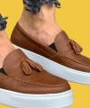 Shoecide Bağcıksız Püsküllü Rahat Yüksek Taban Taba Erkek Günlük Spor Klasik Ayakkabı 717
