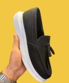 Shoecide Bağcıksız Püsküllü Siyah Süet Erkek Günlük Spor Klasik Ayakkabı 818 (beyaz Taban)