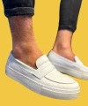 Shoecide Bağcıksız Rahat Taban Beyaz Erkek Günlük Klasik Ayakkabı 400