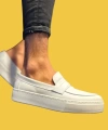 Shoecide Bağcıksız Rahat Taban Beyaz Erkek Günlük Klasik Ayakkabı 400