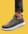 Shoecide Bağcıksız Rahat Taban Gri Erkek Sneakers Ayakkabı 911