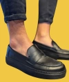 Shoecide Bağcıksız Rahat Taban Siyah Erkek Günlük Klasik Ayakkabı 400 (siyah Taban)