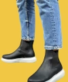 Shoecide Bağcıksız Rahat Yüksek Taban Siyah Erkek Chelsea Spor Bot 111 (beyaz Taban)