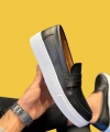 Shoecide Bağcıksız Slip-on Erkek Siyah Günlük Klasik Ayakkabı 400 (beyaz Taban)