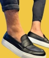 Shoecide Bağcıksız Slip-on Erkek Siyah Günlük Klasik Ayakkabı 400 (beyaz Taban)