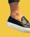 Shoecide Bağcıksız Slip-on Erkek Siyah Günlük Klasik Ayakkabı 400 (beyaz Taban)