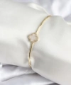 Shoecide Beyaz Sedefli Yonca Model Gold Renk Kadın Bileklik