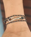 Shoecide Çizgi Desenli Metal Kancalı Erkek Bileklik