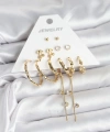 Shoecide Gold Renk 6 Çift Pirinç Kadın Küpe Seti