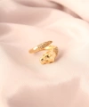 Shoecide Gold Renk Metal Zirkon Taşlı Kaplan Model Ayarlanabilir Kadın Yüzük