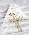 Shoecide Gold Renk Pirinç 6lı Kadın Küpe Seti