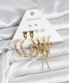 Shoecide Gold Renk Pirinç 6lı Kadın Küpe Seti