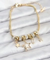 Shoecide Gold Renk Pirinç Yıldız Model Charmlı Kadın Bileklik