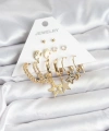 Shoecide Gold Renk Yıldızlı Set 6 Çift Kadın Küpe Seti