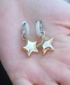 Shoecide Gold Renk Zirkon Taşlı Halka Yıldız Figür Pirinç Kadın Küpe