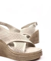 Shoecide Kadın Bej Vende Yüksek Topuk Platform Ortopedik Taban Sandalet