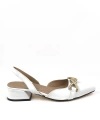 Shoecide Kadın Bere Beyaz Tokalı Sivri Burun Sandalet Terlik Alçak Topuk