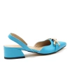 Shoecide Kadın Bere Mavi Tokalı Sivri Burun Sandalet Terlik Alçak Topuk